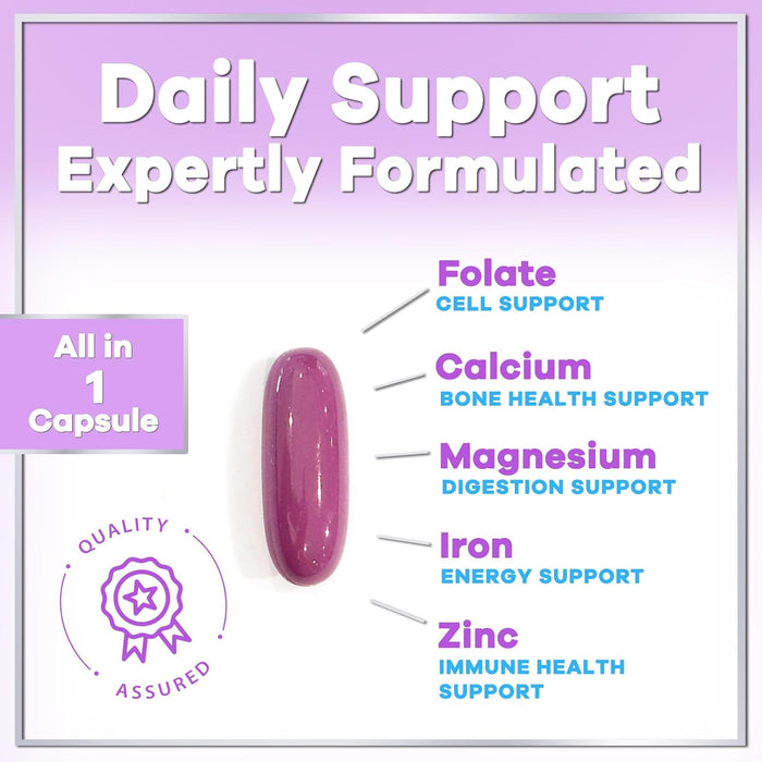 Multi Vitamins for Women - Daily Women's Multi for Energy & Immune Health Support with Vitamin A, B6, B12, C, D, Biotin, Folate, Iron & Zinc, Gluten Free, Womens Multivitamin