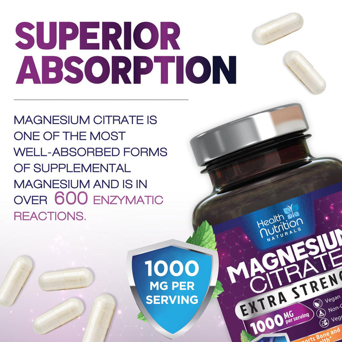 Magnesium Citrate Capsules 1000mg – 60 Capsules