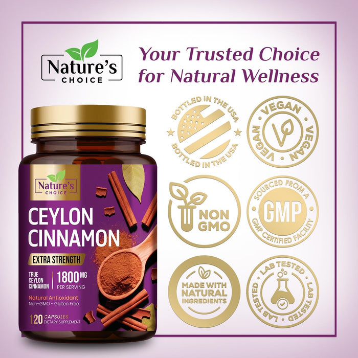 Ceylon Cinnamon Capsules 1800mg – 120 Capsules