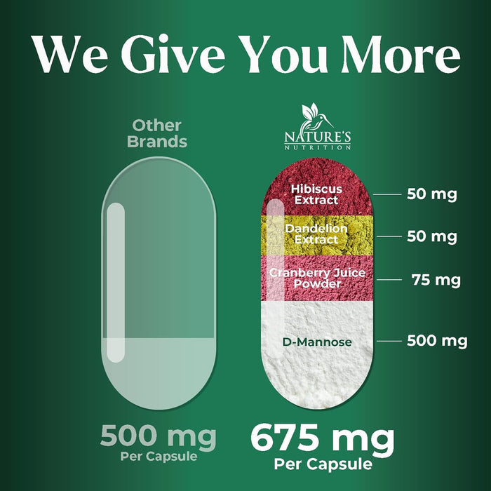 D-Mannose & Cranberry Extract 1350mg Advanced Formula, Fast-Acting Natural Urinary Tract Health Support for Women & Men, Flush Impurities in Urinary Tract & Bladder, Non-GMO, Vegan