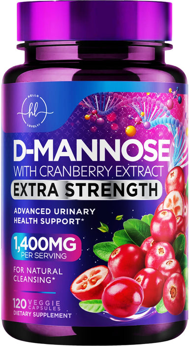 D-Mannose 1300mg with Cranberry - Urinary Tract Support - 120 Capsules