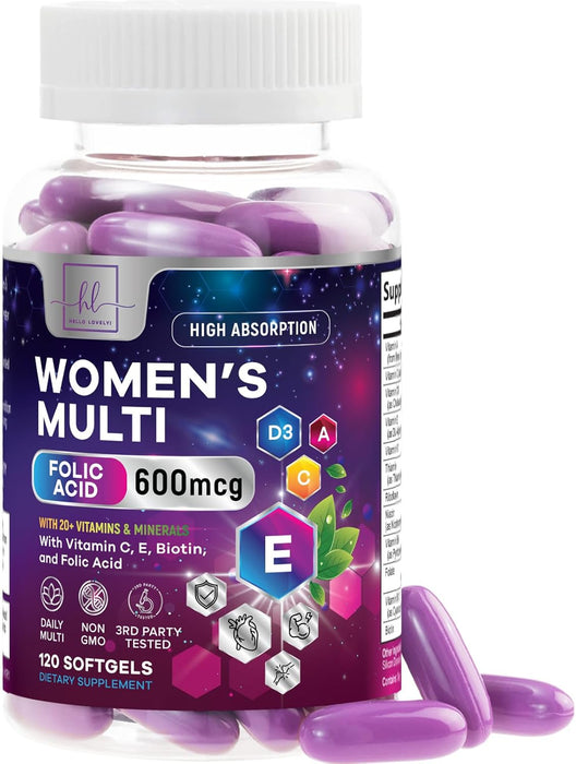 Multi Vitamins for Women - Daily Women's Multi for Energy & Immune Health Support with Vitamin A, B6, B12, C, D, Biotin, Folate, Iron & Zinc, Gluten Free, Womens Multivitamin