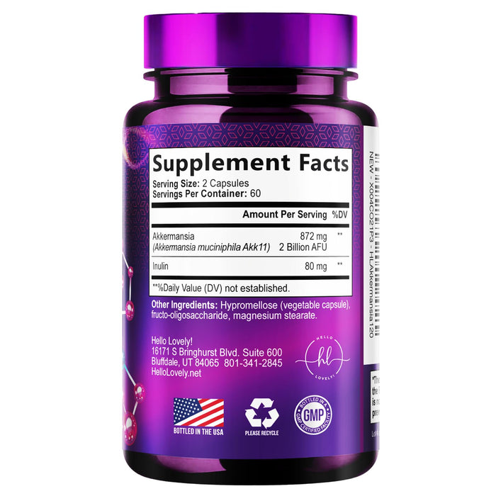 Akkermansia Probiotic with Prebiotic Fiber – 120 Capsules