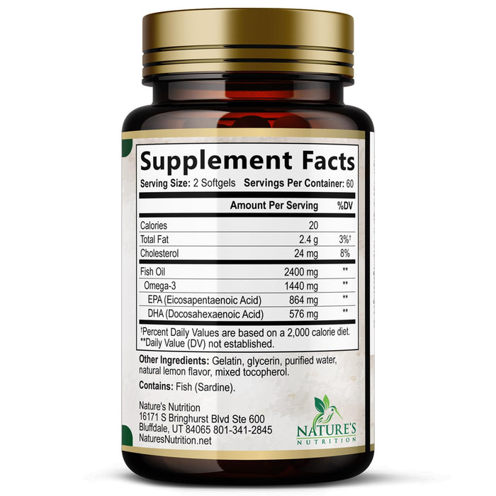 Omega-3 Fish Oil – 2400mg – 120 Softgels