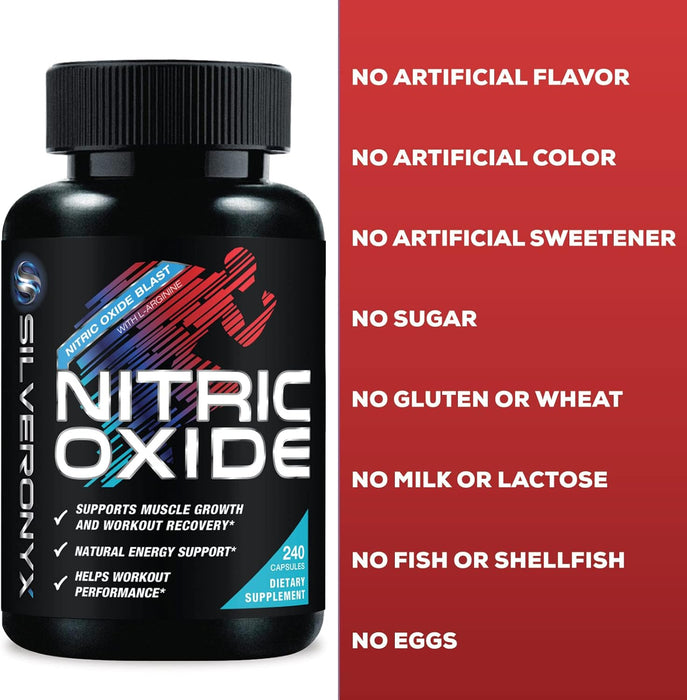 Extra Strength Nitric Oxide Booster - 3X Strength L-Arginine, Citrulline, & Beta Alanine - Premium Nitric Booster Natural Energy, Muscle & Heart Support, Bottled in USA for Men & Women - 240 Capsules