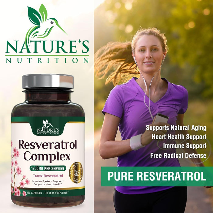 Resveratrol 1800mg Per Serving - Potent Antioxidants for Immune Support - Extra Strength Trans-Resveratrol Supplement Supports Healthy Aging & Heart Health - from Natural Polygonum Root