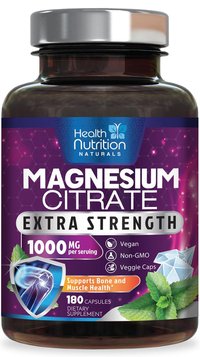 Magnesium Citrate Capsules 1000mg – 180 Capsules