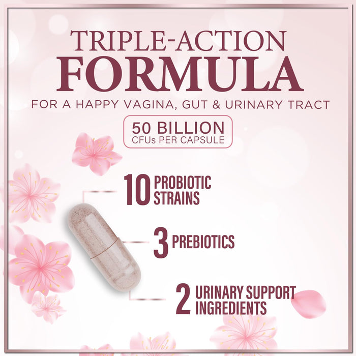 Vaginal Probiotics for Women - Vaginal PH Flora Feminine Health Balance Support - 50 Billion CFU Per Capsule, Odor Digestive Immune Support - Womens Probiotics Supplement with Cranberry - 120 Capsules