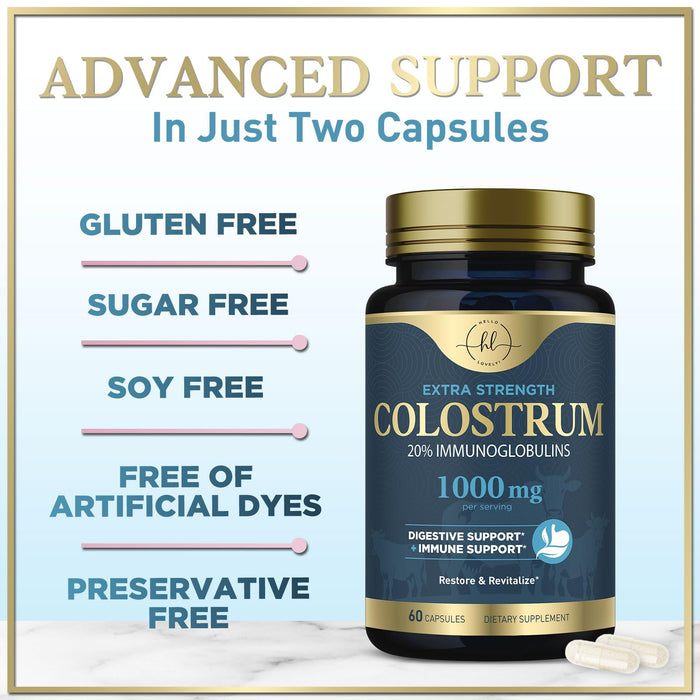 Colostrum 1000mg 20% IgG Immunoglobulins – 60 Capsules