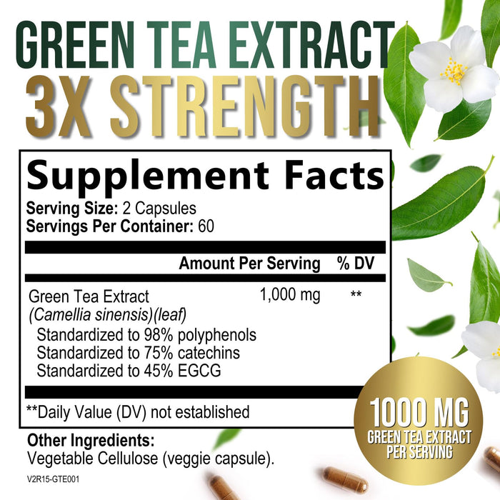 Green Tea Extract Capsules with EGCG – 1000mg – 120 Capsules