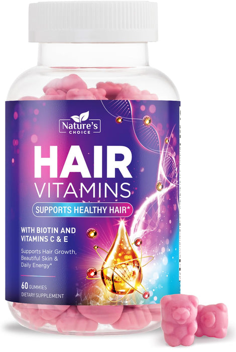 Hair Vitamins Gummies with Biotin 5000 mcg Vitamin E & C Support Hair Growth Gummy – 60 Gummy