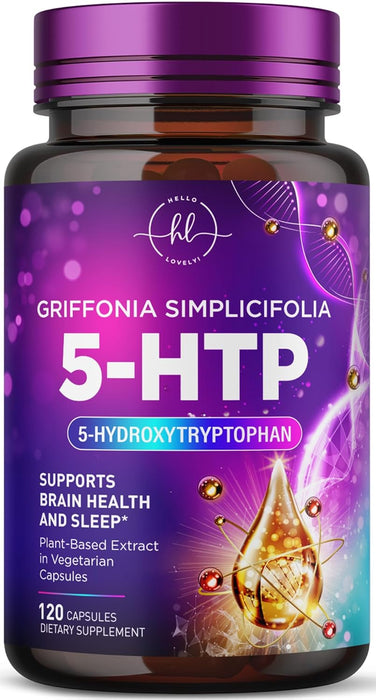 5-HTP Supplement 200mg - Extra Strength 5HTP from Griffonia Simplicifolia - Supports Restful Sleep, Natural Calm & Brain Health - 5 Hydroxytryptophan - Vegan, Gluten Free & Non-GMO - 60 Capsules