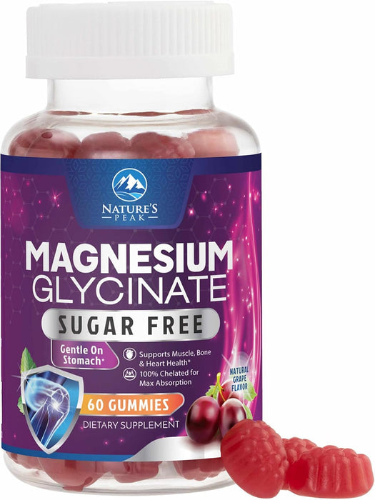 Magnesium Glycinate Gummies | Sugar Free & | Chelated to Support Bone – 60 Gummies