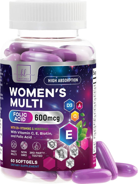 Multi Vitamins for Women - Daily Women's Multi for Energy & Immune Health Support with Vitamin A, B6, B12, C, D, Biotin, Folate, Iron & Zinc, Gluten Free, Womens Multivitamin