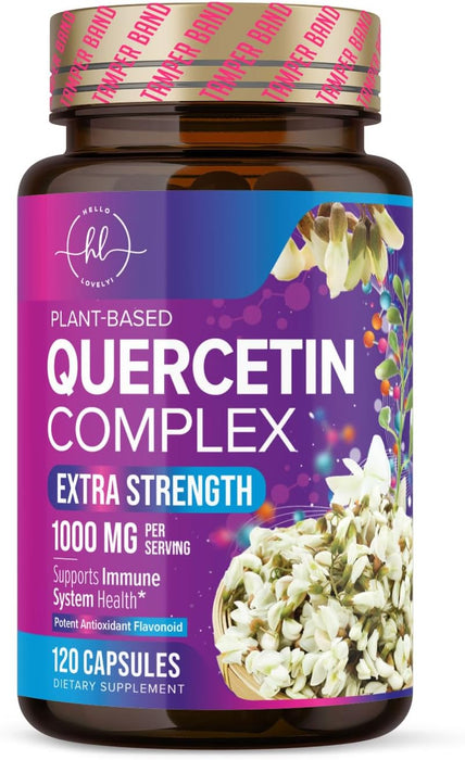 Quercetin Supplement - 500 mg Quercetin Capsules for Heart Health & Immune Support, Extra Strength Quercetin 1000mg Serving, Antioxidant & Respiratory Health, Gluten Free, Non-GMO