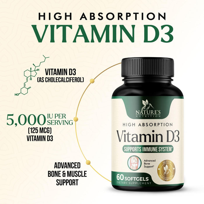 Vitamin D3 5000IU (125 mcg) – 60 Count