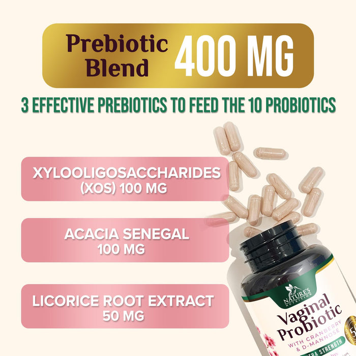 Vaginal Probiotics for Women - pH Balance, Digestive, UT & Feminine Health Support - 50 Billion CFU, 10 Probiotic Strains, Cranberry & Prebiotics - Vag Women Health Supplements - 120 Capsules