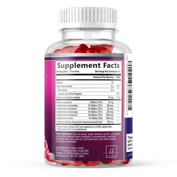 Probiotics for Women Gummies with Cranberry – 3 Billion CFU – 120 Gummies