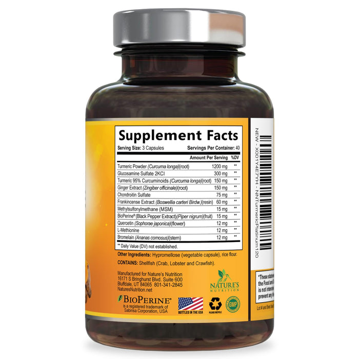 Turmeric Curcumin 2000mg with Glucosamine Chondroitin & Ginger – 120 Capsules