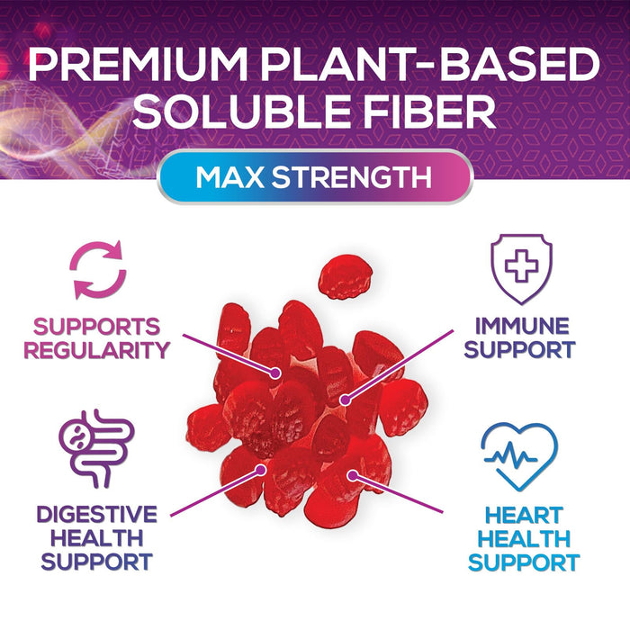 Fiber Gummies for Adults, Daily 4g Gummy Fiber Supplement, Prebiotic Gummy Digestive Health Support - Plant Based Soluble Fiber Chews, Prebiotics Supports Regularity & Digestion Non-GMO - 120 Gummies