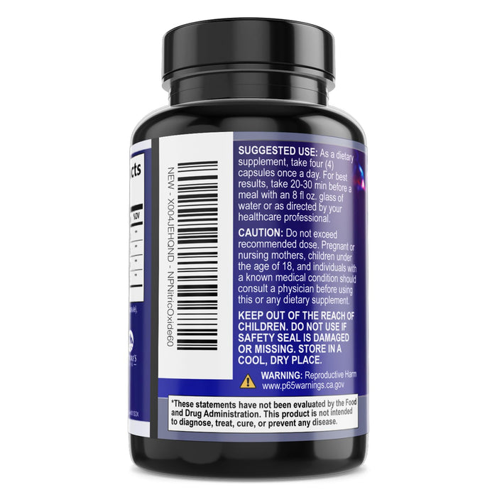 Nitric Oxide Formula with L-Arginine + Citrulline – 3000mg – 60 Capsules