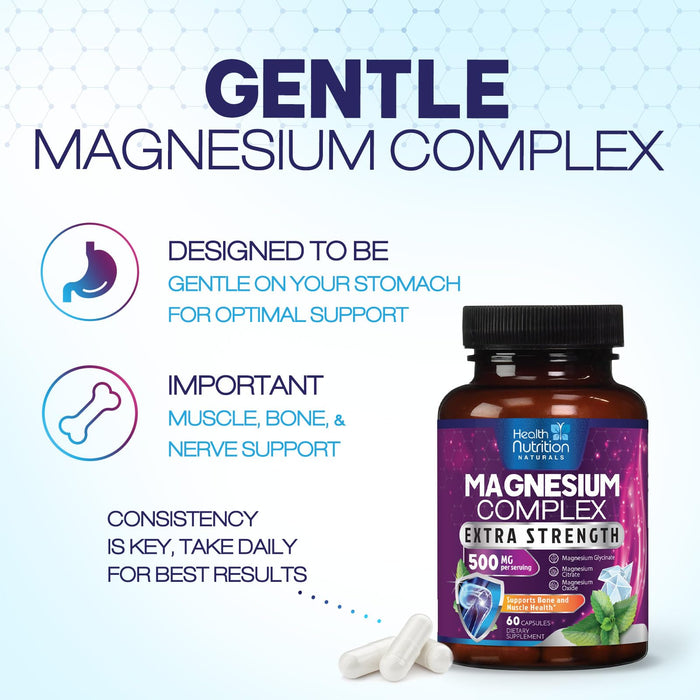 Magnesium Complex Capsules 500 mg with Oxide – 60 Capsules