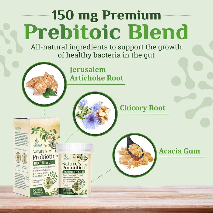 Probiotics for Women Capsules - 100 Billion CFU Prebiotics, Acidophilus Probiotics Supports Immune System Digestive Health, Supports Occasional Constipation & Bloating, Daily Supplement