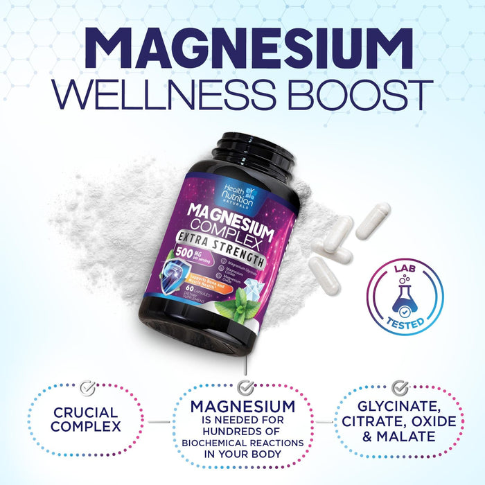 Magnesium Complex Capsules 500 mg with Oxide – 60 Capsules