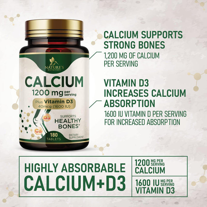 Calcium 1200 mg with Vitamin D3 – 180 Tablets