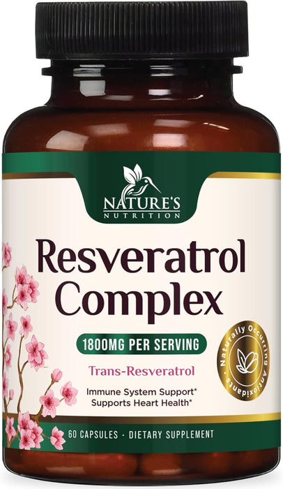 Resveratrol 1800mg Per Serving - Potent Antioxidants for Immune Support - Extra Strength Trans-Resveratrol Supplement Supports Healthy Aging & Heart Health - from Natural Polygonum Root