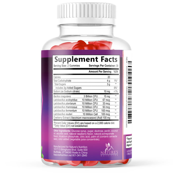Probiotics for Women Gummies with Cranberry – 3 Billion CFU – 60 Gummies
