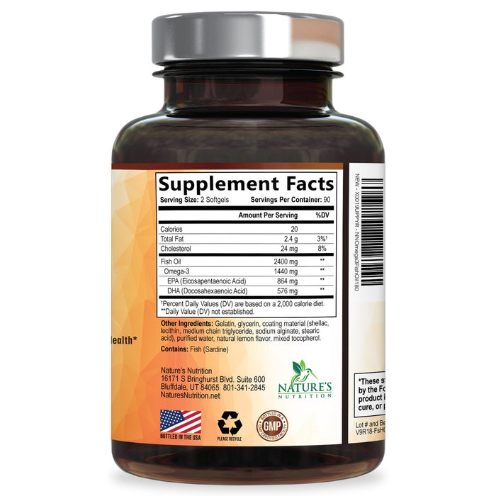 Omega-3 Fish Oil – 2400mg – 180 Softgels
