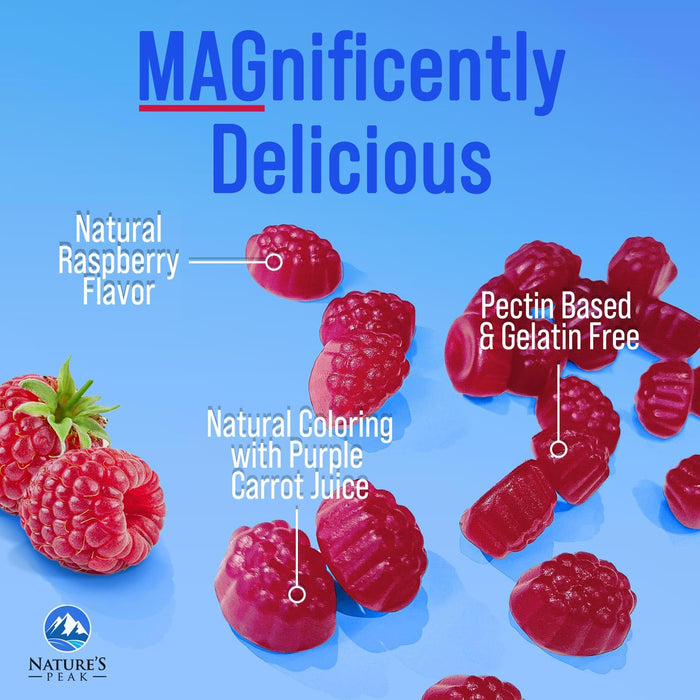 Magnesium Citrate Supplement Gummies - High Absorption Magnesium Gummy for Adults & Kids, Magnesio Citrate Supplements for Bone, Muscle Health, Heart Support, Vegan, Gluten Free, Non-GMO - 60 Gummies