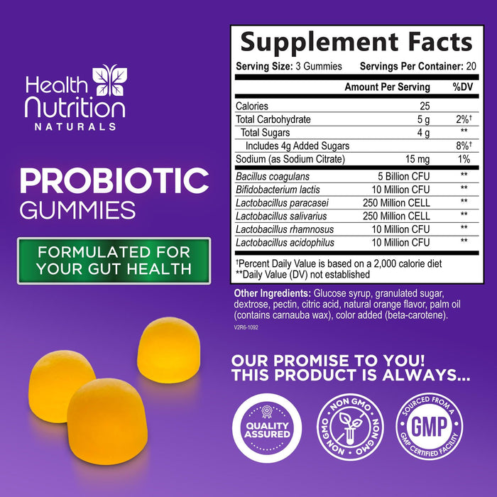 Daily Probiotic Gummies – 5 Billion CFU – 60 Gummies