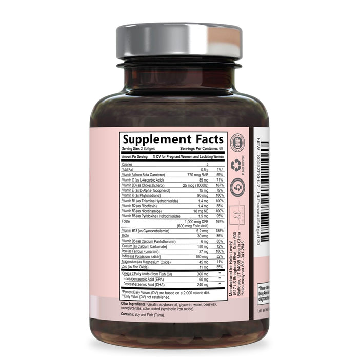 Prenatal Vitamins For Women With Folic Acid – 120 Softgels