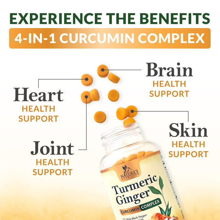 Turmeric Gummies with Black Pepper & Ginger for Absorption – 120 Gummies