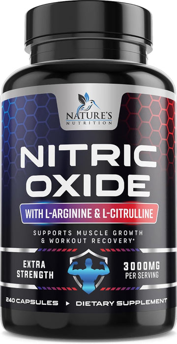 Extra Strength Nitric Oxide Supplement L Arginine 3X Strength - Citrulline Malate, AAKG, Beta Alanine - Premium Muscle Supporting Nitric Oxide Booster for Strength & Energy Supplements