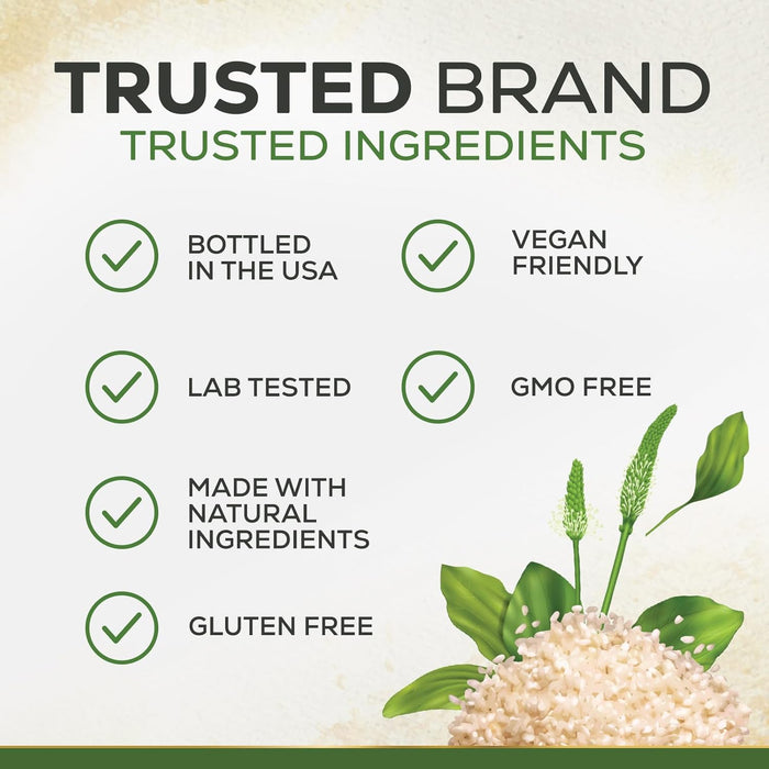 Psyllium Husk Fiber Supplement 1500mg, Natural Daily Soluble & Insoluble Fiber Pills, Psyllium Husk Powder Capsules Supports Digestion Colon Health & Regularity, Plant Based Supplement - 60 Capsules