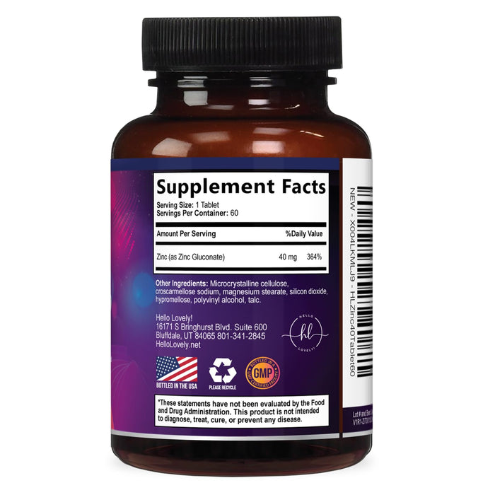 Zinc – 40mg – 60 Tablets