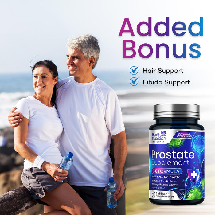 Prostate Health Supplements for Men - Potent 3X Formula with Saw Palmetto, Stinging Nettle, Pumpkin Seed Extract, Bottled in USA, Prostate Supplement for Urinary Support, Vegan, Non-GMO, 60 Capsules