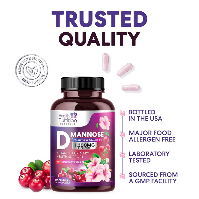 D-Mannose 1,000mg – 180 Capsules