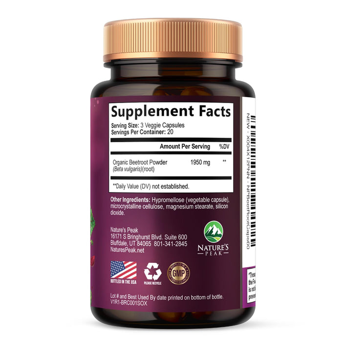 Beet Root Capsules 1950mg – 60 Count