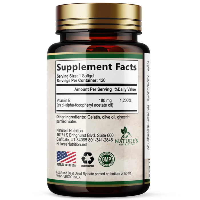 Vitamin E 400 IU Softgels (180mg DL-Alpha) – 120 Softgels