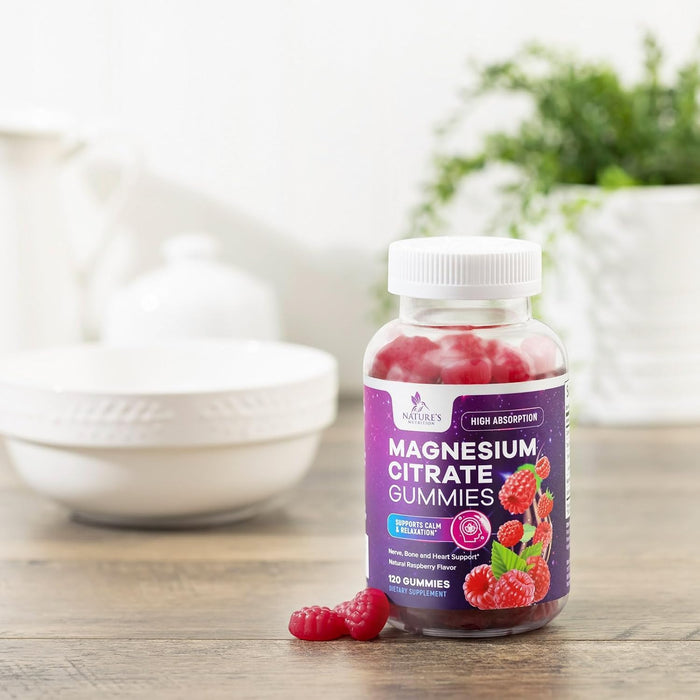Magnesium Gummies - High Absorption Magnesium Citrate Supplement for Adults & Kids - Nature's Calm Magnesium Gummies Dietary Supplements for Bone, Muscle Health, Heart Support