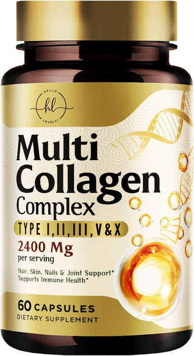 Collagen Peptides for Women & Men - Type I, II, III, V, X Multi Collagen, Hydrolyzed Collagen Supplement Supports Hair, Nail, Skin, Bone and Joint Health with Vital Nutrients & Proteins