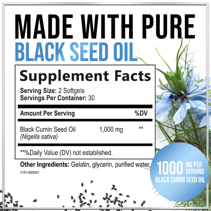 Black Seed Oil Softgels 1000mg – 60 Softgels