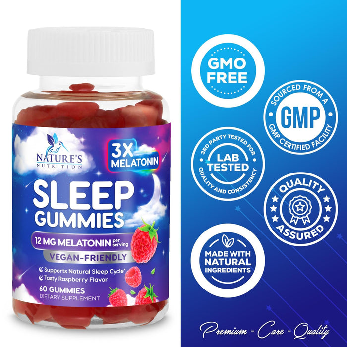 Sleep Gummies with Melatonin – 12mg – 60 Gummies