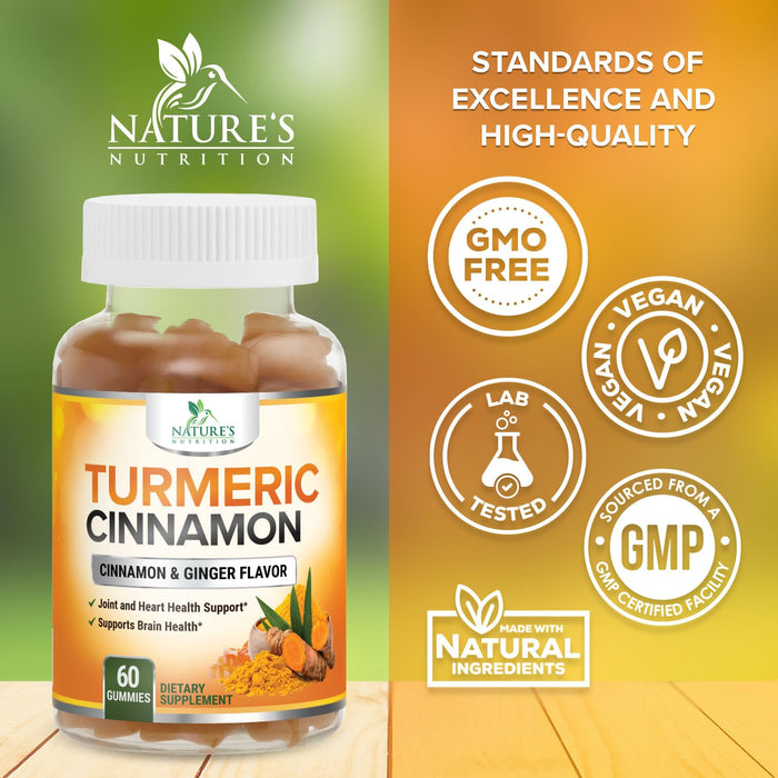 Turmeric Curcumin Gummies with Ginger & Cinnamon – 60 Gummies