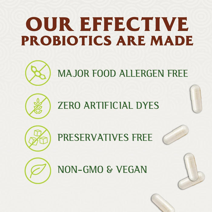 Probiotics for Women & Men - 100 Billion CFU 10 Strains + Prebiotics - Digestive Health, Gut & Immune Support - Support for Occasional Constipation, Gas & Bloating - Non-GMO Shelf Stable - 60 Capsules