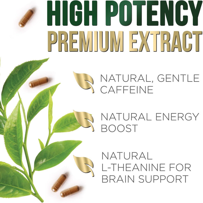 Green Tea Extract Capsules 1000mg 98% Standardized EGCG - 3X Strength for Natural Energy - Heart Support with Polyphenols - Gentle Caffeine